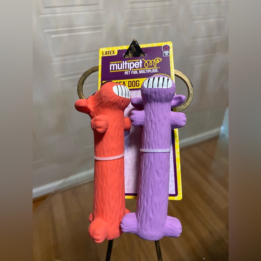 Brand New Multipet Loofa Latex Set Of 2 6” Dog Toy.